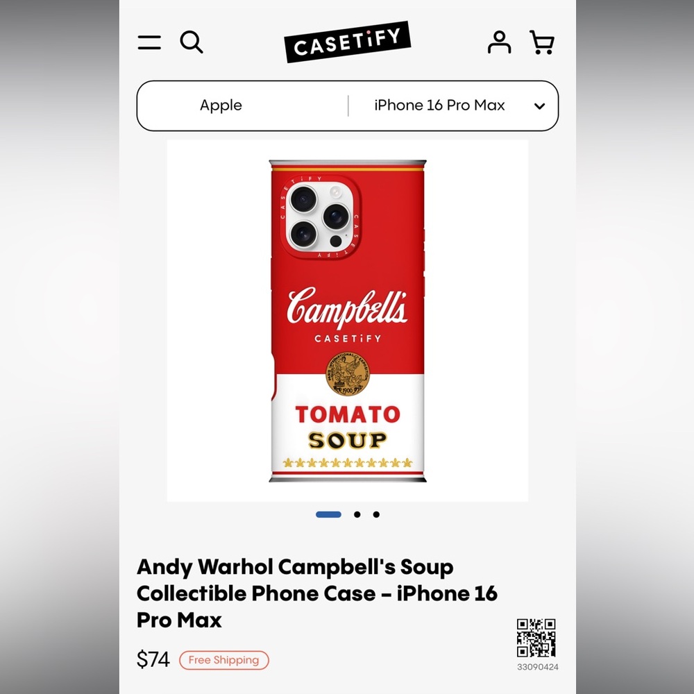 Andy Warhol Campbell’s Soup Collectible Phone Case- IPhone 16 Pro Max